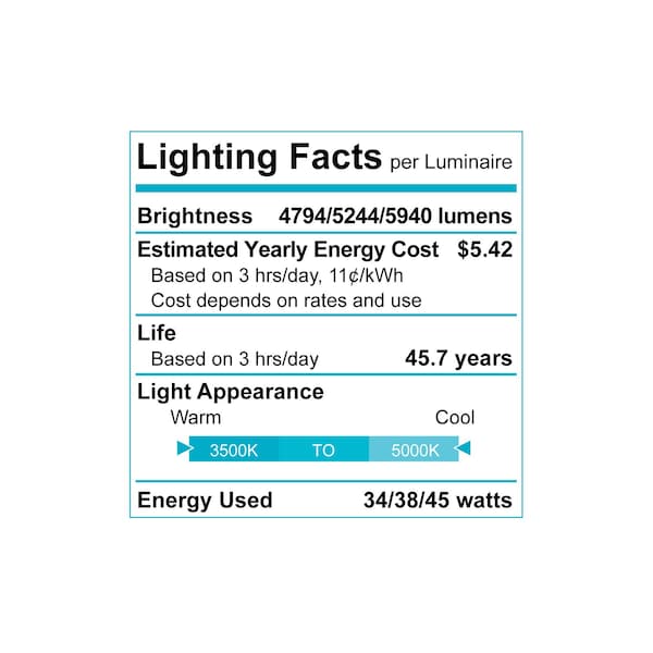 4 FT Linear LED Shop Light 3 CCT Selectable 3500K-5000K 34/38/45W 4794/5244/5940LM 0-10V Dimmable